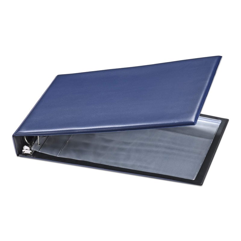 Pacific Mailer 7 Ring Business Check Book Binder, 600 Checks Capacity for 9" x 13" Sheets, PU Leather Checkbook Holder with Zip Pouch [Dark Blue] - Image 5